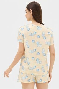 Sweet Dreams Geometric Printed Short Set - Light Yellow — thumbnail 2